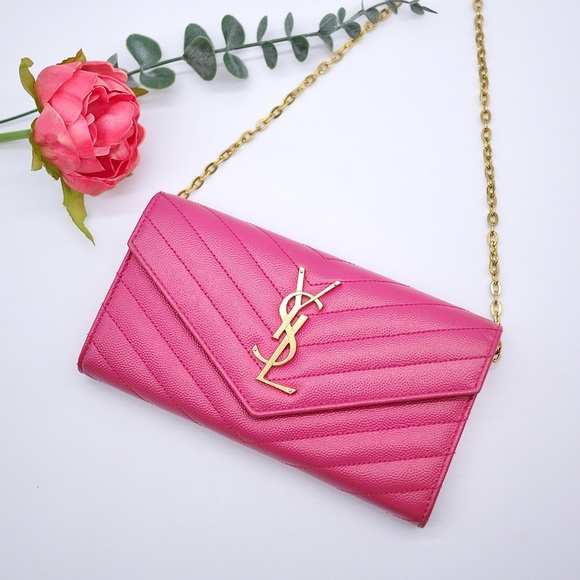 🍓YSL Monogram Flap Wallet in Grained Leather - Picture 1 of 16